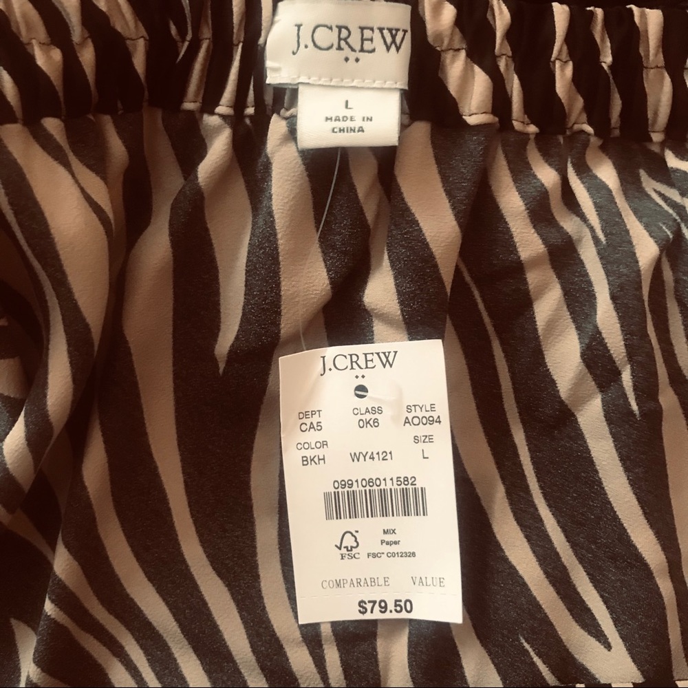 J Crew NWT zebra patterned skirt